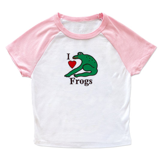I Love Frogs Embroidered Baby Tee