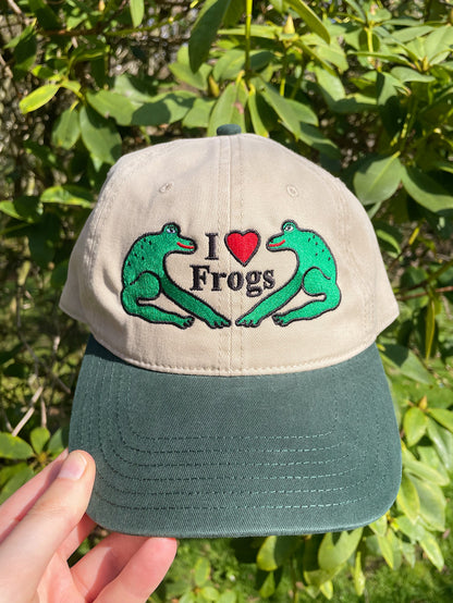 I Love Frogs Embroidered Dad Cap