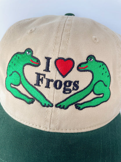 I Love Frogs Embroidered Dad Cap