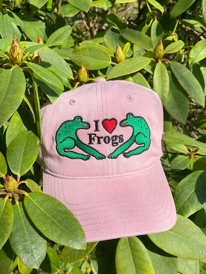 I Love Frogs Embroidered Dad Cap