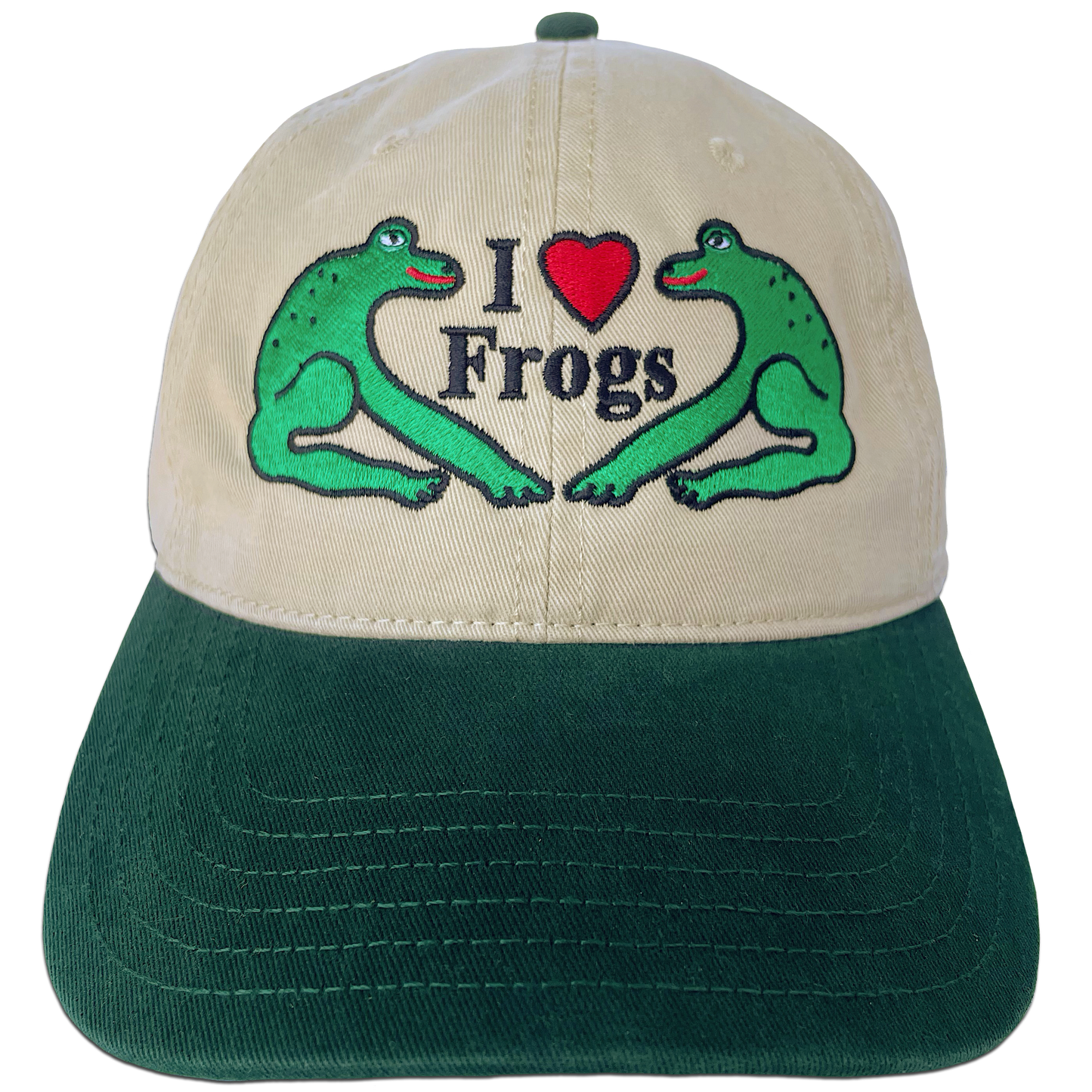 I Love Frogs Embroidered Dad Cap